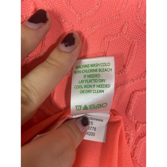 Lilly Pulitzer Women Kent Preppy Jacquard Drop Waist Dress Medium Coral Metallic - Picture 8 of 8